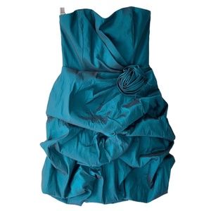 Iridescent Blue Tufted Formal Dress